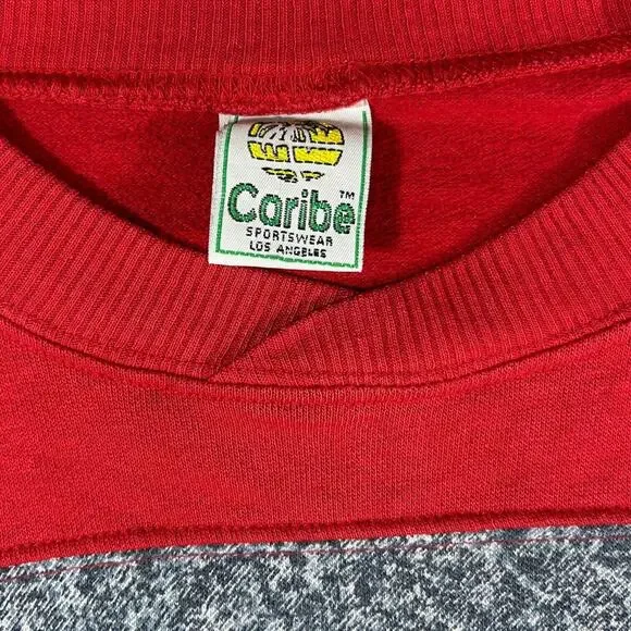 VTG Caribe Sportswear Grand Canyon Graphic Colorblock Sweatshirt Red Gray Sz XL - Picture 11 of 11